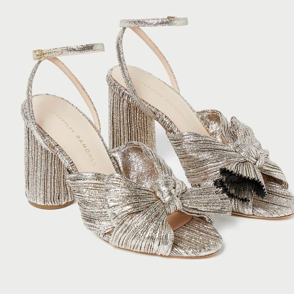 Loeffler Randall Silver Metallic Heeled Sandals